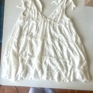 White Sleeveless Ruffle Beach Dress or Swim Cover Up large